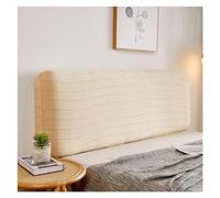 KIFSDLF Plaid on Bedhead Cover Bed Head Protective Fitted Sheet Headboard Quilted Cotton Pad Elastic Bedding Set(Off-white,W200 x H60cm)