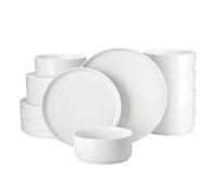 KIFSDLF Set di stoviglie in ceramica 12/16/18/24 pezzi, piatti da dessert, ciotole, set for la cena, forniture for feste in casa(White,24PCS)