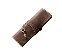 KIFSDLF Tenda for penna fatta a mano in pelle, retro, primo strato, borsa for in di mucca, for multifunzionale, tenda for letteraria, for arrotolabile, amico per studenti, adulti(Coffee)