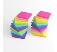 KIFZM Blocchi autoadesivi per appunti, colori vivaci, 76 x 76 mm, 24 blocchetti, autoadesivi, rettangolari, per presentazioni, ufficio, casa, notebook (colori vivaci)