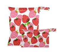 Kigai 2 sacchetti a forma di fragola, impermeabili, riutilizzabili, in tessuto, per pannolini, viaggi, pannolini, vestiti sporchi da palestra e articoli da toeletta