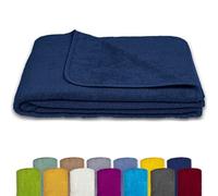 KiGATEX Coperta in spugna 100% cotone, coperta estiva, copriletto, telo mare, lavabile, certificato Öko-Tex, 150 x 200 cm, blu marino