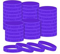 Kigeli 100 braccialetti viola in silicone per la prevenzione del suicidio, Alzheimer, epilessia pancreatica, violenza domestica, overdose, lupus prevenzione, speranza, forza, fede, coraggio,