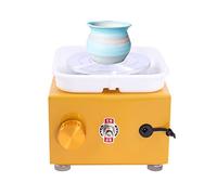 KigerNee Mini disco elettrico quadrato giallo | 2000 giri/min ruota in ceramica con piatto girevole in alluminio & bacino ABS - funzionamento silenzioso < 60 dB per scuola, fai da te e hobbisti |