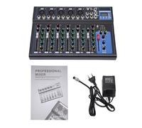 KigerNee - Mixer audio Bluetooth a 7 canali con USB e 48V Phantom - Mixer DJ professionale con 6 modalità audio per suono live, studio, karaoke, band - Compatto per principianti e professionisti