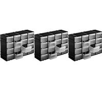 Kigima Cassettiera portaminuteria 16 scomparti 22x15x8cm (Nero (3 Pz))