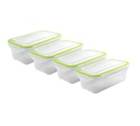 Kigima Contenitori per congelatore con chiusura a scatto, 4 x 0,75 l, colore verde, con coperchio, ermetici, contenitori trasparenti per alimenti e organizzazione - Austrian Quality