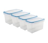 Kigima Contenitori per congelatore con chiusura a scatto, 4 x 1,2 l, blu, con coperchio, ermetici, contenitori trasparenti per alimenti e organizzazione - Austrian Quality