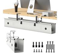 KIGJU Vassoio per la gestione dei cavi sotto la scrivania, 101,6 cm, organizer per cavi senza trapano, con base rinforzata anti-abbassamento, nasconde i fili in tessuto per scrivania in piedi