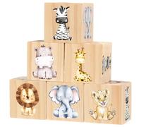 Kigley 6 decorazioni per cameretta dei bambini, per cameretta dei bambini, decorazione per camera da letto, stanza dei giochi, regali (animali safari)