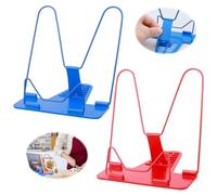 Kigniote 2 supporti per libri per bambini, 7 angoli, regolabili, per bambini, portatile, per lettura, cucina, biblioteca e ufficio (rosso e blu)