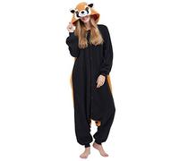 ULEEMARK Kigurumi Pigiama Anime Cosplay Halloween Costume Attrezzatura Adulto Animale Onesie Unisex, Panda Rosso per Altezze da 140 a 187 cm