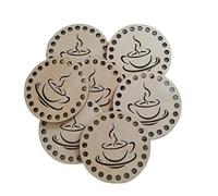 KIHENE 20 Pezzi Base Inferiore for Cestino for Uncinetto in Legno Base for SOTTOBICCHIERE in Legno tè Cestino Rotondo in Legno Superiore/Coperchio for Cestino for Uncinetto (Color : Design A, Size :