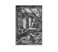 KIHENE Albrecht Durer - Opera artistica da parete per pittore - San Girolamo nel suo studio) Stampa Poster da parete Quadro su tela, Stampe su tela, decorazione camera da letto, soggiorno, 60 x 90 cm