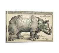 KIHENE Albrecht Durer Opere d'arte del pittore - Il rinoceronte - Stampa di poster fantastici lavori artistici da parete su tela da appendere, decorazione per la casa, idea regalo 30 x 45 cm