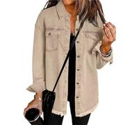 KIHFSODN Giacca di jeans da donna, lunga e leggera, primaverile, vintage, tinta unita, elasticizzata, corta, da donna, sottile, in jeans, alla moda, con bottoni, estiva, da giorno, for la mezza stagio
