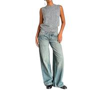 KIHFSODN Jeans a gamba dritta Y2k da donna, vita bassa, elasticizzati, pantaloni larghi in denim casual, pantaloni larghi per il tempo libero streetwear