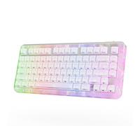 KiiBoom Jade75 75% CNC+UV Resin Molding Tastiera Meccanica con RGB, BT5.0/USB-C/2.4 GHz Tastiera Wireless Gaming Tastiera, QMK&VIA Programmabile, Hot Swappable per Windows/Mac/Linux (bianco)