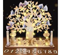 kiimiipa Regalo di denaro a LED per compleanno 50, regalo per ragazze e ragazzi, regalo di denaro personalizzato, albero della vita, in legno, regalo per soldi, decorazione per la gioventù, 50 regali