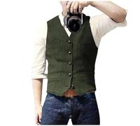 Kiioouu Gilet da uomo casual classico con scollo a V a spina di pesce Slim Fit Business gilet per matrimonio, Come mostra 1., M