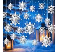 Kiiwah 12 Pezzi Fiocchi di Neve per Albero di Natale, Carta 3D a Forma di Fiocco di Neve, Appendere a Forma di Fiocco di Neve per Il Paese Delle Meraviglie Invernali, Decorazioni per Feste