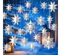 Kiiwah 12 Pezzi Fiocchi di Neve per Albero di Natale, Carta 3D a Forma di Fiocco di Neve, Appendere a Forma di Fiocco di Neve per Il Paese Delle Meraviglie Invernali, Decorazioni per Feste