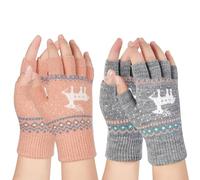 Kiiwah 2 Paia Inverno Guanti Mezze Dita, Guanti Senza Dita Termici Unisex, Guanti Mezze Dita in Maglia Elastici Touch Screen per Uomo e Donna