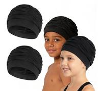 Kiiwah 2 Pezzi Cuffia Piscina Bambino e Bambina, Cuffia Nuoto in Tessuto Plissettato, Facile da Indossare e Non Tira i Capelli, per Bambini 3-12 Anni