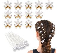 Kiiwah 24 Pcs Mini Fermagli per Capelli Perle e Forcine per Capelli Perle, Mini Clip per Capelli con Fiori, Mollette per Capelli per Donne Ragazze Festa Matrimoni Compleanni