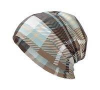 KIJ Marrone Blu a Quadri, Cuffia da Notte, Copricapo Chemioterapia, Berretto Morbido, Berretto da Corsa Morbido e Leggero per Uomo e Donna