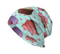 KIJ Modello di Cupcake Stampato, Cuffia da Notte, Copricapo Chemioterapia, Berretto Morbido, Berretto da Corsa Morbido e Leggero per Uomo e Donna