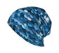 KIJ Stampa Paillettes Blu Vintage, Cuffia da Notte, Copricapo Chemioterapia, Berretto Morbido, Berretto da Corsa Morbido e Leggero per Uomo e Donna