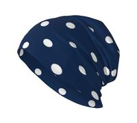 KIJ Stampa Pois Bianchi Blu Navy, Cuffia da Notte, Copricapo Chemioterapia, Berretto Morbido, Berretto da Corsa Morbido e Leggero per Uomo e Donna