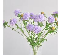 KIJING Fiori artificiali di scabiosa, 2 pezzi, realizzati in seta e aste di plastica, ideali per soggiorno, sala da pranzo, ufficio, festival e decorazioni per feste (viola chiaro)