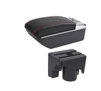 KIJKDSR Auto Bracciolo Scatola Portaoggetti per VW per Golf 5 6 per J&Etta 5 per Sagitar Auto Scatola Portaoggetti per Bracciolo Doppio Strato Scatola Portaoggetti Console Centrale (D Red Line 7USB)