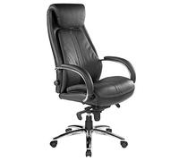 Kijng Poltrona direzionale trono - nero in vera pelle con ruote per pavimenti duri, ergonomica, da ufficio, da scrivania girevole