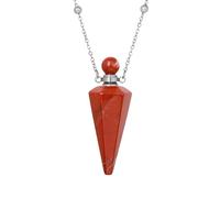 KIJSKKOPO Collana con Bottiglia Di Profumo A Cono In Pietra Naturale, Argento, Pendente con Diffusore Di Oli Essenziali Reiki Esagonale A Punta Dei 7 Chakra, Collana Di Pietre Preziose Energetiche D
