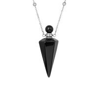 KIJSKKOPO Collana con Bottiglia Di Profumo A Cono In Pietra Naturale, Argento, Pendente con Diffusore Di Oli Essenziali Reiki Esagonale A Punta Dei 7 Chakra, Collana Di Pietre Preziose Energetiche D