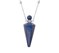 KIJSKKOPO Collana con Bottiglia Di Profumo A Cono In Pietra Naturale, Argento, Pendente con Diffusore Di Oli Essenziali Reiki Esagonale A Punta Dei 7 Chakra, Collana Di Pietre Preziose Energetiche D