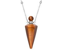 KIJSKKOPO Collana con Bottiglia Di Profumo A Cono In Pietra Naturale, Argento, Pendente con Diffusore Di Oli Essenziali Reiki Esagonale A Punta Dei 7 Chakra, Collana Di Pietre Preziose Energetiche D