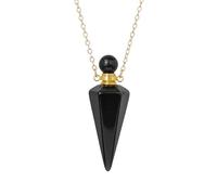 KIJSKKOPO Collana con Bottiglia Di Profumo A Cono In Pietra Naturale, Pendente con Diffusore Di Oli Essenziali Reiki Esagonale A Punta Dei 7 Chakra, Collana Di Pietre Preziose Energetiche Di Cr