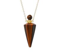 KIJSKKOPO Collana con Bottiglia Di Profumo A Cono In Pietra Naturale, Pendente con Diffusore Di Oli Essenziali Reiki Esagonale A Punta Dei 7 Chakra, Collana Di Pietre Preziose Energetiche Di Cr