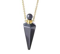 KIJSKKOPO Collana con Bottiglia Di Profumo A Cono In Pietra Naturale, Pendente con Diffusore Di Oli Essenziali Reiki Esagonale A Punta Dei 7 Chakra, Collana Di Pietre Preziose Energetiche Di Cr