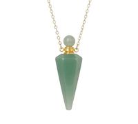KIJSKKOPO Collana con Bottiglia Di Profumo A Cono In Pietra Naturale, Pendente con Diffusore Di Oli Essenziali Reiki Esagonale A Punta Dei 7 Chakra, Collana Di Pietre Preziose Energetiche Di Cr