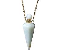 KIJSKKOPO Collana con Bottiglia Di Profumo A Cono In Pietra Naturale, Pendente con Diffusore Di Oli Essenziali Reiki Esagonale A Punta Dei 7 Chakra, Collana Di Pietre Preziose Energetiche Di Cr