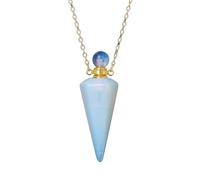 KIJSKKOPO Collana con Bottiglia Di Profumo A Cono In Pietra Naturale, Pendente con Diffusore Di Oli Essenziali Reiki Esagonale A Punta Dei 7 Chakra, Collana Di Pietre Preziose Energetiche Di Cr