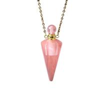KIJSKKOPO Collana con Bottiglia Di Profumo A Cono In Pietra Naturale, Pendente con Diffusore Di Oli Essenziali Reiki Esagonale A Punta Dei 7 Chakra, Collana Di Pietre Preziose Energetiche In Cr