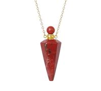 KIJSKKOPO Collana con Bottiglia Di Profumo A Cono In Pietra Naturale, Pendente con Diffusore Di Oli Essenziali Reiki Esagonale A Punta Dei 7 Chakra, Collana Di Pietre Preziose Energetiche Di Cr