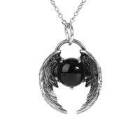KIJSKKOPO Collana Con Ciondolo A Forma Di Ali D'Angelo In Quarzo Trasparente Naturale, Collana Vintage Gotica In Argento Pietre Preziose Spirituali Per Uomo E Donna, Ideale Per La Festa Della Mamma