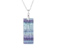 KIJSKKOPO Collana Con Ciondolo Rettangolare In Pietra Naturale, Collana Con Ciondolo Chakra Con Preziosa Energetica Howlite Reiki, Regalo Per Donne, Uomini E Sua Madre, Fluorite